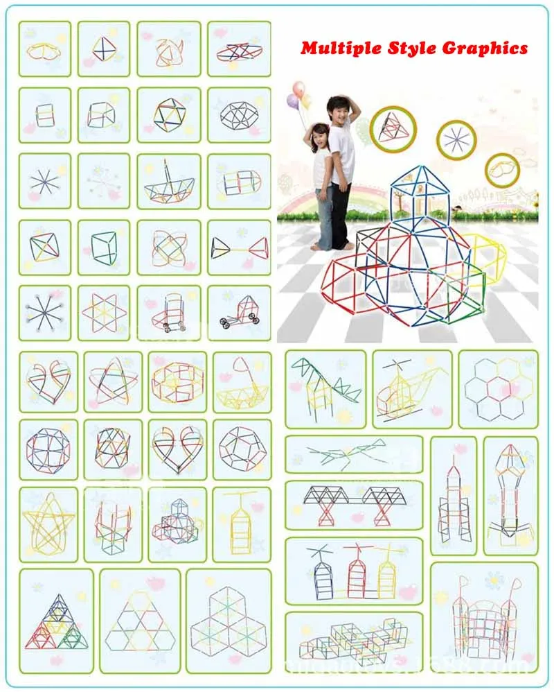 100/200/300 шт 4D DIY Пластик соломы, строительные блоки, игрушка творческий набор сборки конструктор инженер образовательные игрушки для детей, подарок