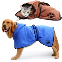 xs xl dog bathrobe warm dog clothes super absorbent pet drying towel embroidery paw cat hood pet bath towel grooming pet product