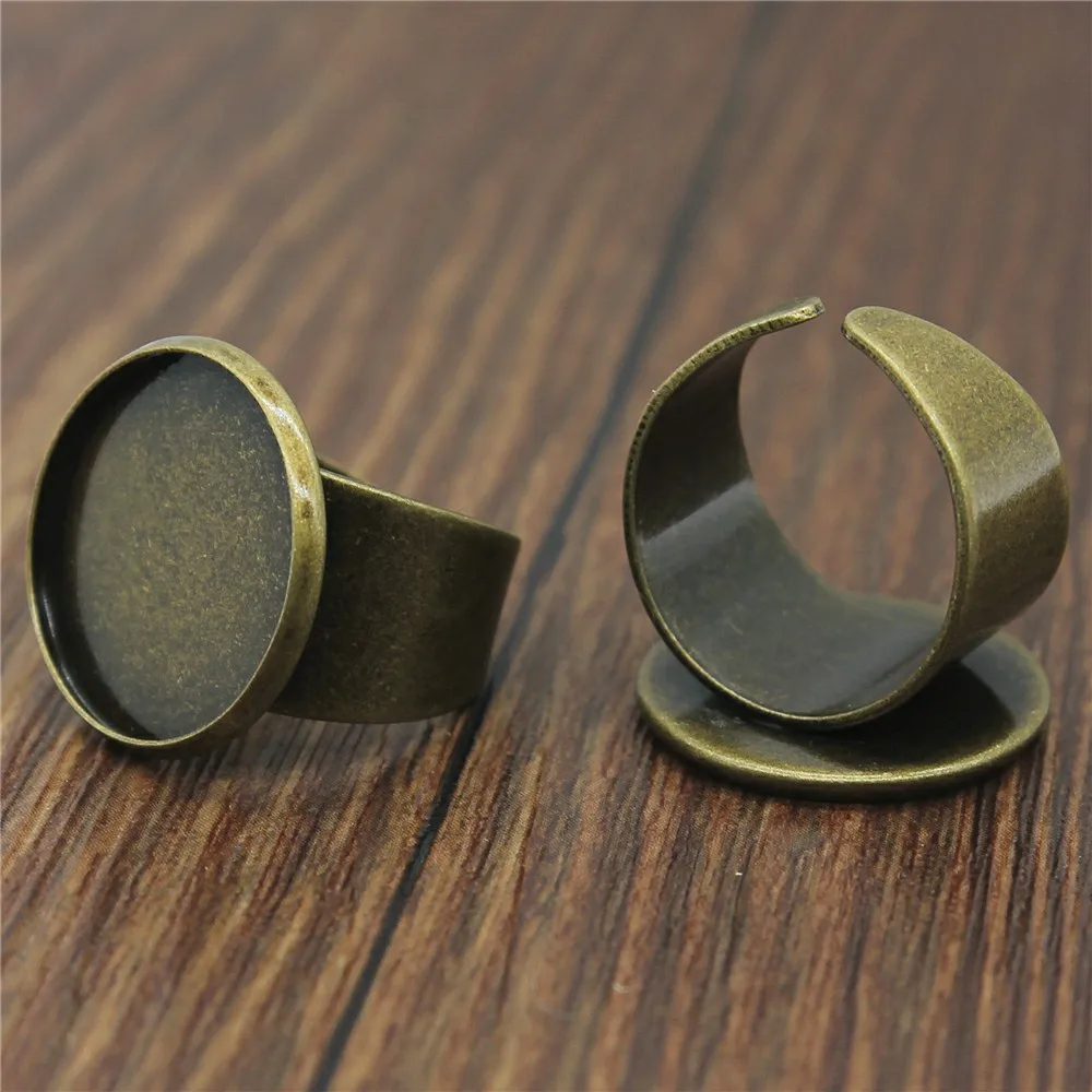 WYSIWYG 5pcs 3 Colors Fit 16mm 18mm 20mm 25mm Glass Cabochon High Quality Copper Material Wide Adjustable Ring Settings Base | Украшения и