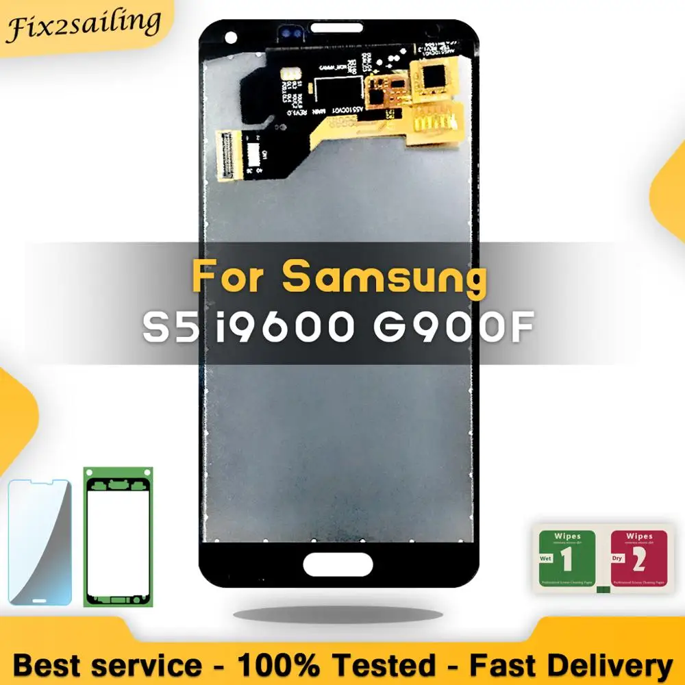 Супер ЖК дисплей для Samsung Galaxy S5 I9600 G900F G900H Замена экрана 100% тестирование работы