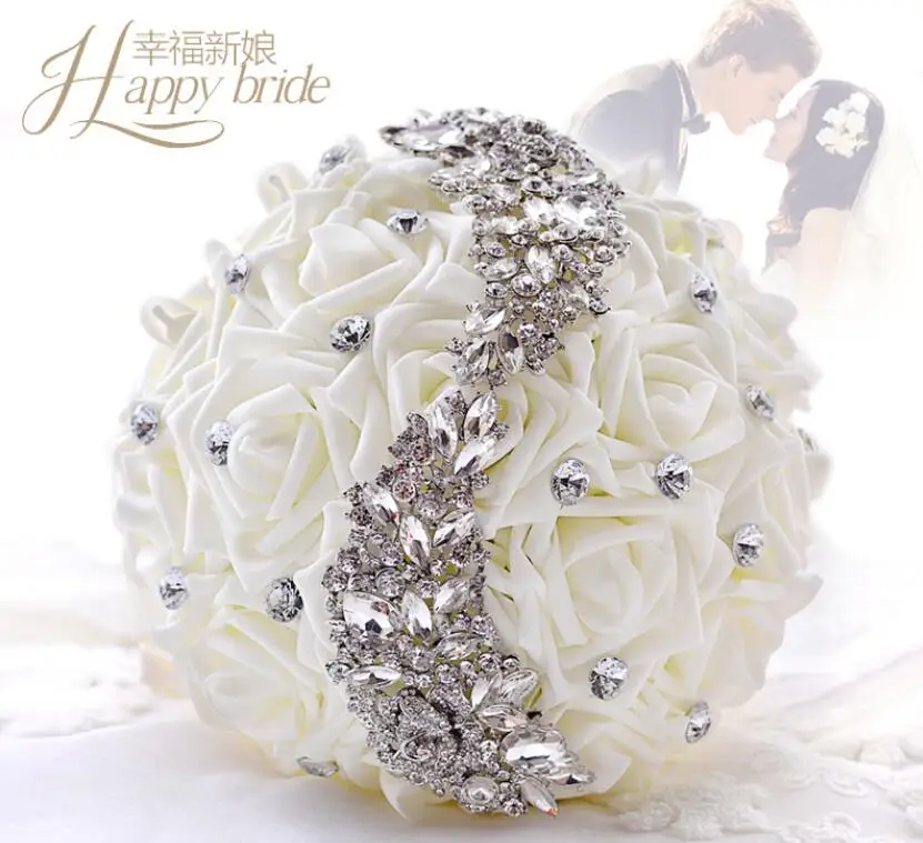 

AYiCuthia Wedding flowers White Bridesmaid Bridal Bouquets artificial Rose Wedding Bouquet wedding flowers bridal bouquets s120