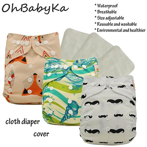 OB06 Ohbabyka Многоразовые детские тканевые подгузники водонепроницаемый размер регулируемый уход за ребенком Карманный подгузник 3 шт+ 3 шт микрофибры Моющиеся вставки - Цвет: OB06