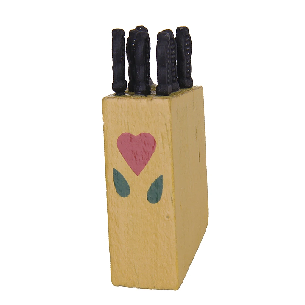 12 й кукольный домик Миниатюрный деревянный блок с ножами набор кухонные
