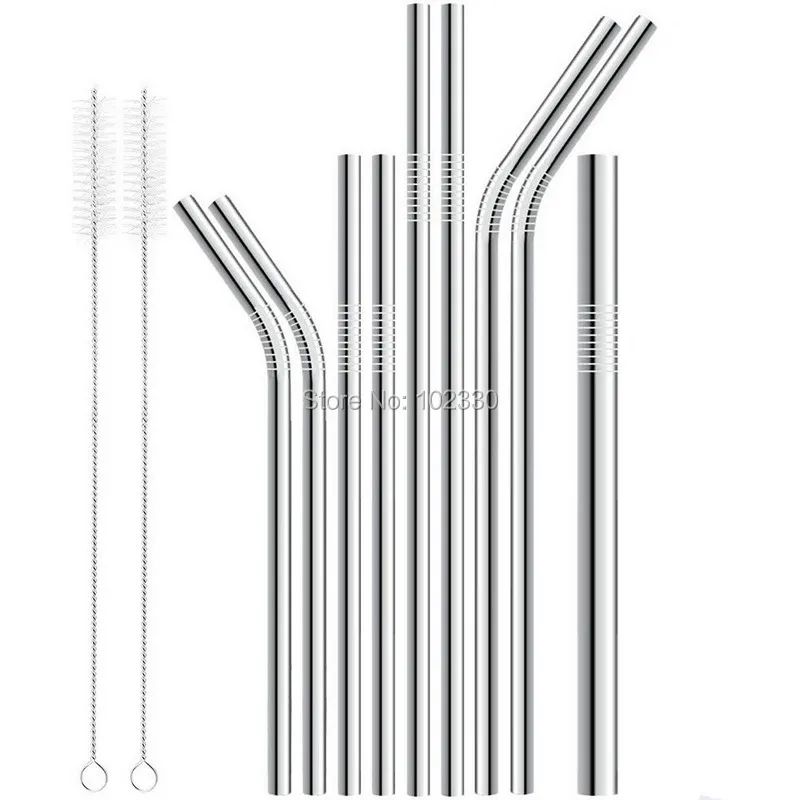 

21.5cm 24.1cm 26.5cm Stainless Steel Drinking Straws Straight and Bent Reusable Filter Coffee Home Party Barware Tools free logo