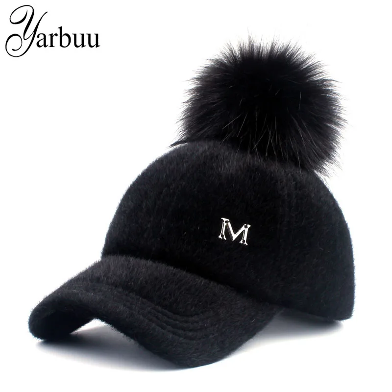 Зимние бейсболки YARBUU с меховым помпоном|Мужские бейсболки| |