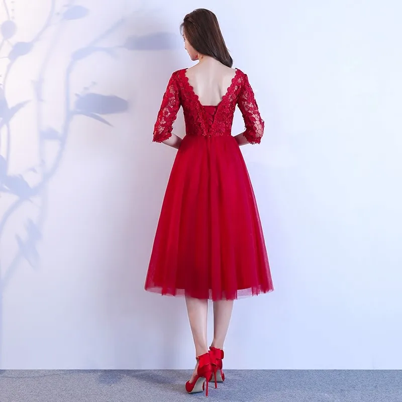 ABE98 # тост невесты 2019 новое зимнее длинное вино красное платье подружки свадебное