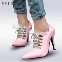 plus size 34 43 women sexy pumps front hollow high heeled pointed toe lady pumps dress shoes party shoes hollow out catwalk shoe
