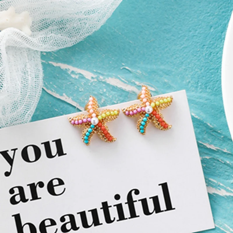 Корейские новые изысканные серьги-гвоздики в форме сердца Серьги Pendientes с искусственным жемчугом Ювелирные изделия Аксессуары Букле д 'ореиль femme - Окраска металла: pearl starfish
