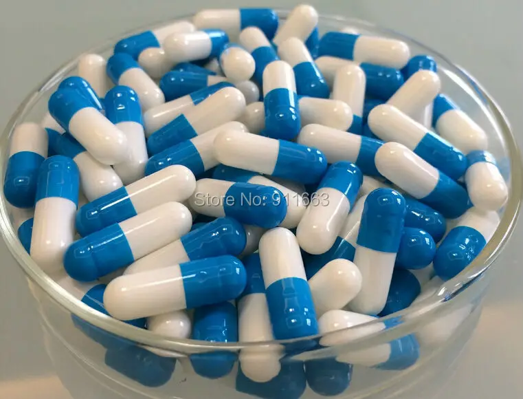 

0# 200pcs,bule-white colored capsule,empty gelatin capsules sizes (joined or seperated capsules available! )