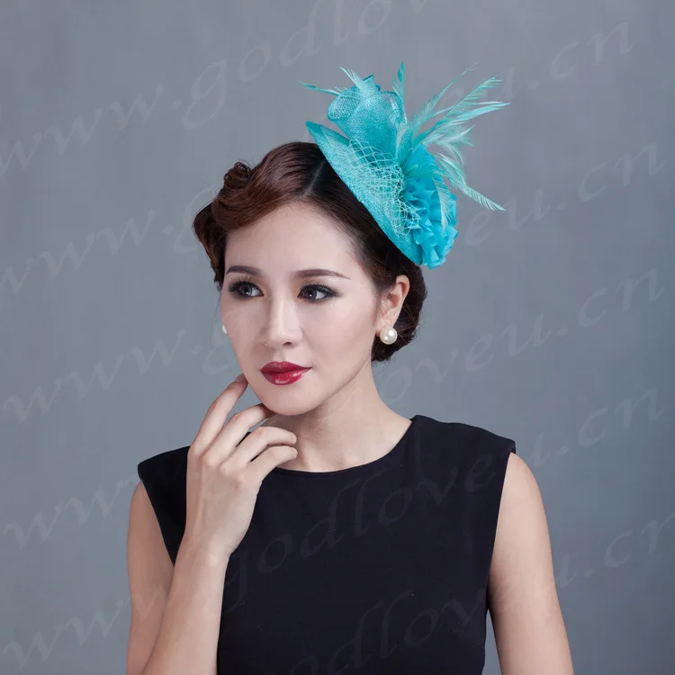 Головной убор женский с цветами Свадебная вуалетка цвета слоновой кости перьями