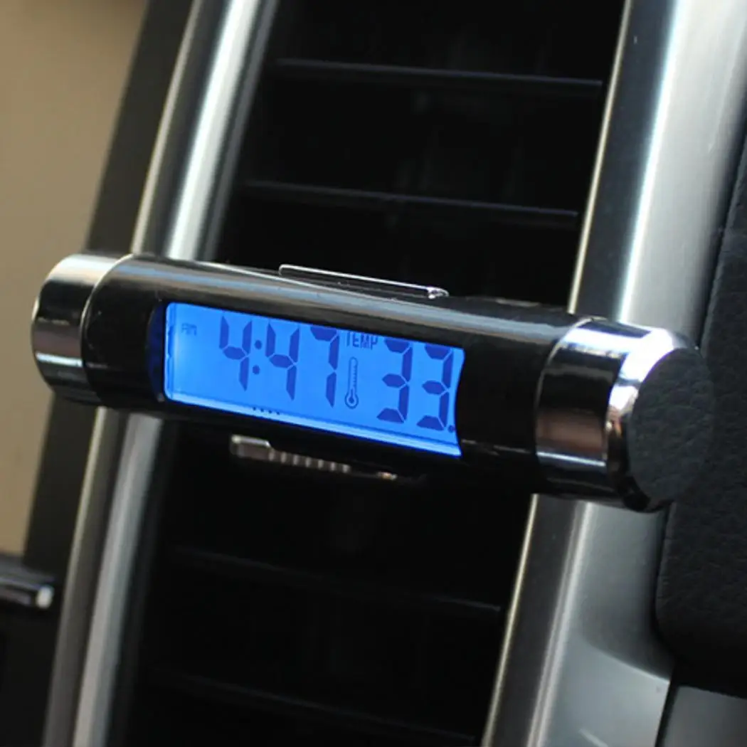 2 в 1 Синяя подсветка цифровой ЖК-дисплей Автомобильный воздушный выход клип-на