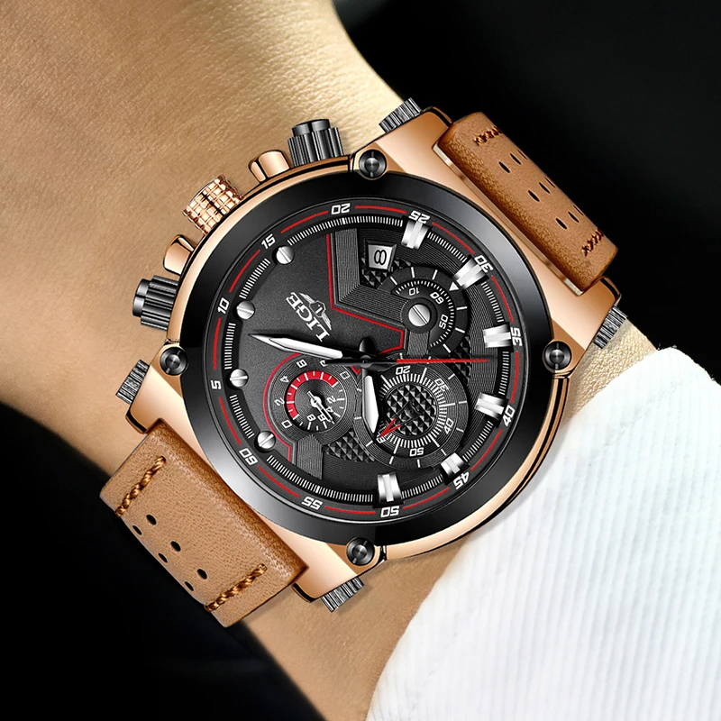 2018 LIGE мужские часы Лидирующий бренд Роскошные Кварцевые наручные повседневные