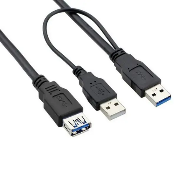 Кабель Y-типа 60 см 2 фута 0 3 м два разъема USB A папа-мама Y-образный кабель для
