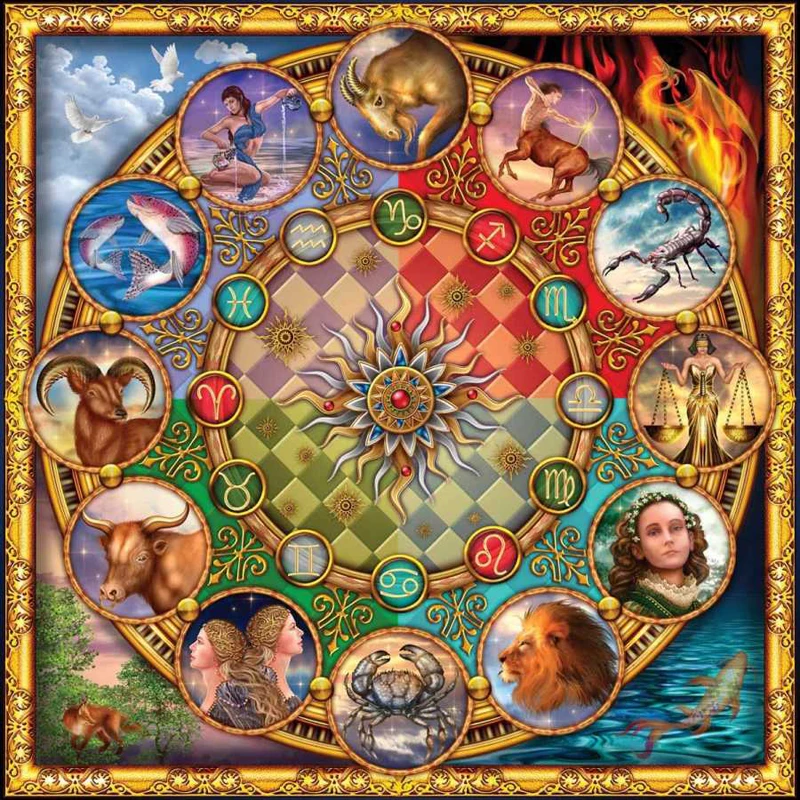 

Needlework Full Embroidery Cross Stitch Cartoon 12 Zodiac Signs Diy Diamond Painting Kits Crystal Square Diamond Mosaic Animal