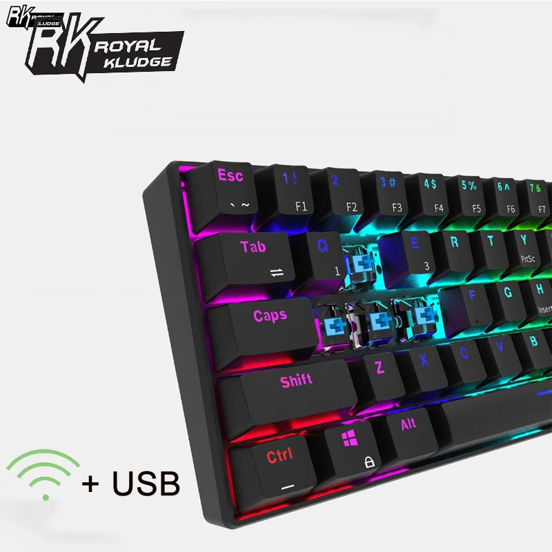 Royal Kludge RK61 эргономичная клавиатура Bluetooth двойной режим 60% RGB светильник Механическая игровая клавиатура для ноутбука планшета