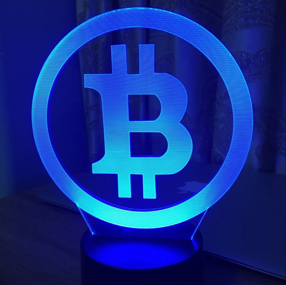 3D светильник s простой Bitcoin лампа Ночной 7 цветов Изменение светодиодный Спальня