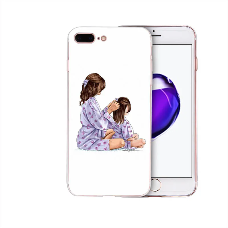 case 23 Мягкий чехол Красивая мама милый ребенок мультфильм дизайн для iphone 7 8 6s 6 plus чехол xs max x xr Coque 5S se 5 Funda - Цвет: case 23