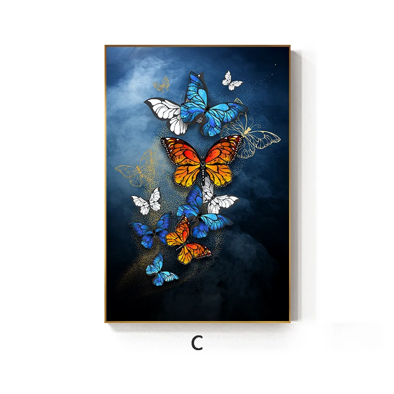 Red butterfly Абстрактная Золотая синяя бабочка, настенная живопись, современные настенные картины для гостиной, Куадрос, салон, большая желтоватая бабочка, плакат, принт n - Цвет: Red butterfly