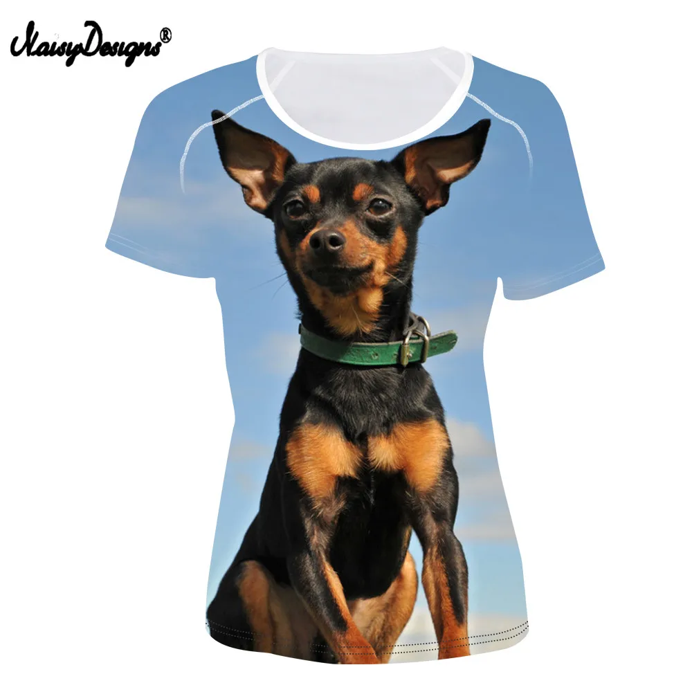 Женская миниатюрная футболка noisydesign с принтом Pinscher Подростковая забавным