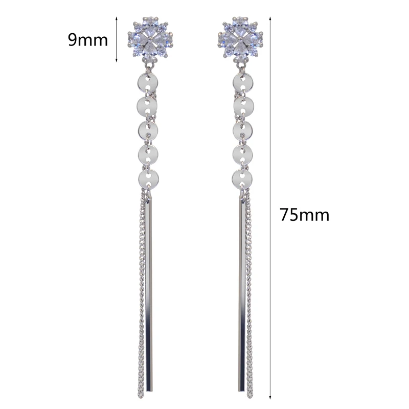 Женские Висячие серьги SIMIRY длинные висячие с цветком из стерлингового серебра S925