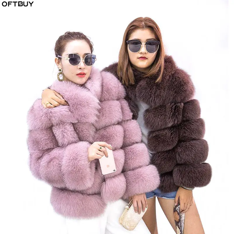 Зимняя куртка женские OFTBUY 2019 Новое поступление толстые пальто из настоящего меха