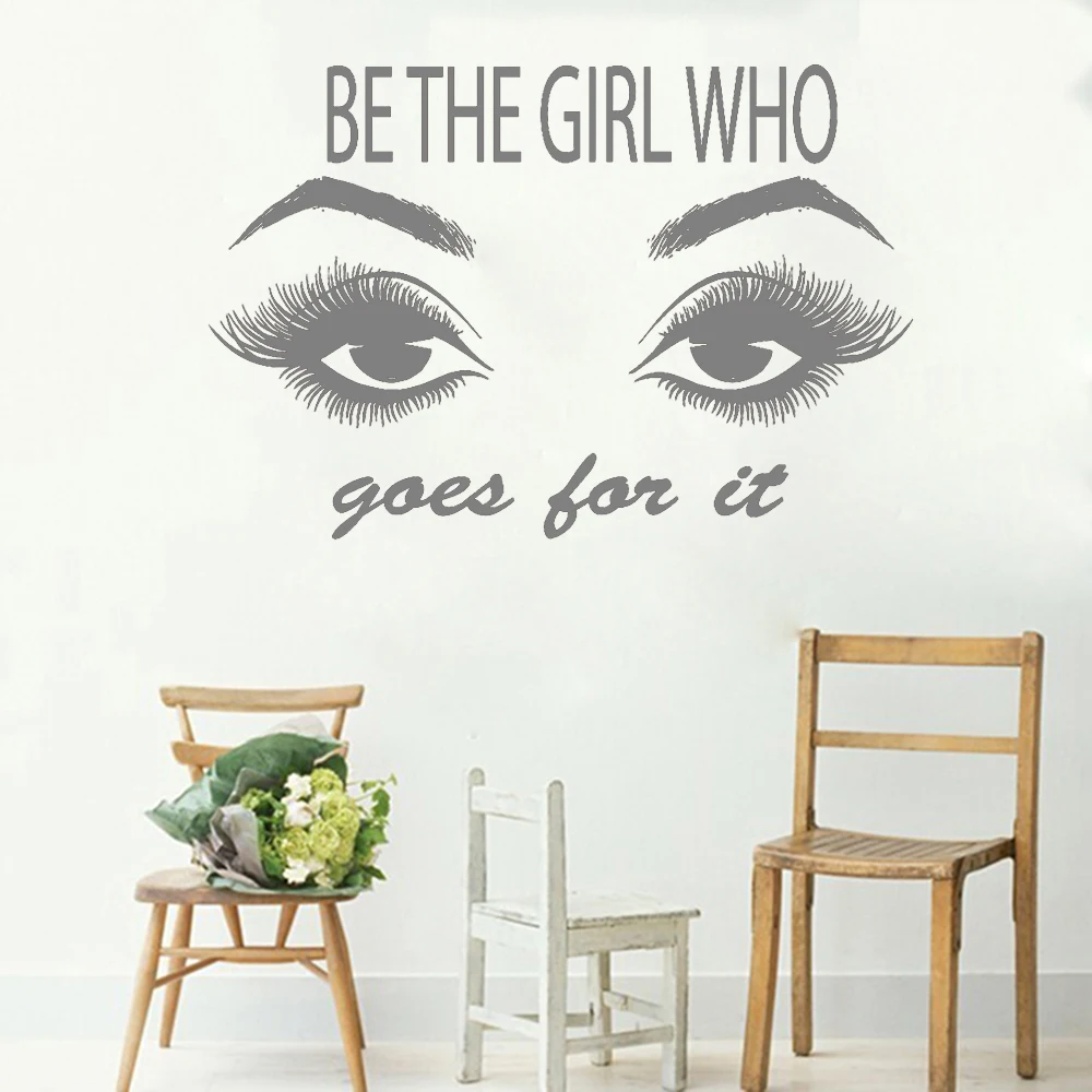 Hot Selling Beauty Salon Quote Wall Stickers Eye Eyelashes Lashes Vinyl Removable Beautiful Brows Decals Home Decor Mural LC359 | Дом и сад