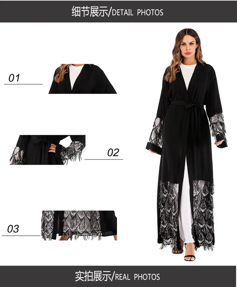 Мусульманский Сетчатое платье с пайетками с Nida ОАЭ abaya Макси платье длинный рукав рубашки длинные халаты Jubah кимоно Рамадан Арабский исламский кафтан ноги Услуги