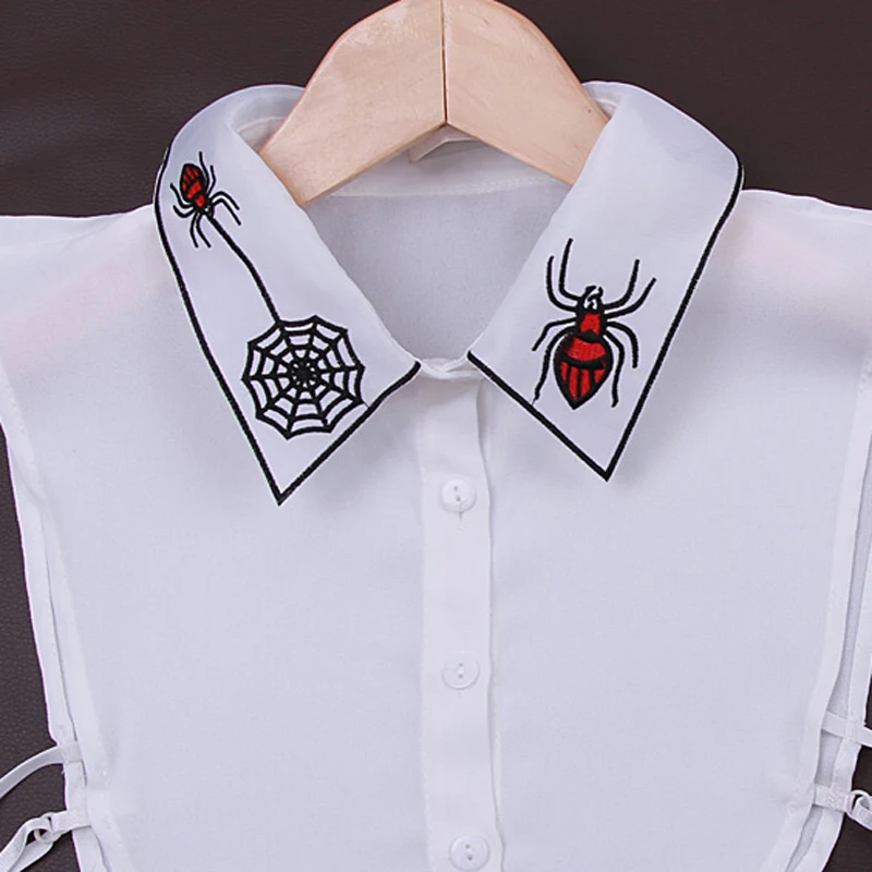 2017 новая мода Поддельный Воротник паук белый шифон галстук съемный воротник