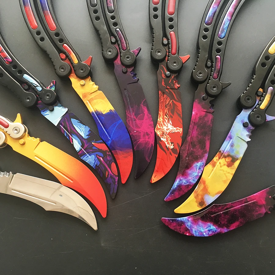 CS GO бабочка в ноже Karambit складной нож тренировочный нож подарок balisong Практичный Нож не заточенный металл