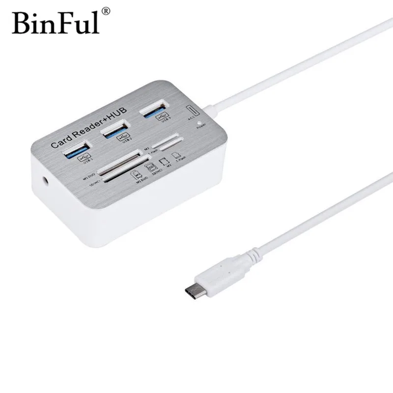 BinFul USB C концентраторы 3 0 многофункциональные Type-C с портами MS/M2/ SD/TF кардридер все в