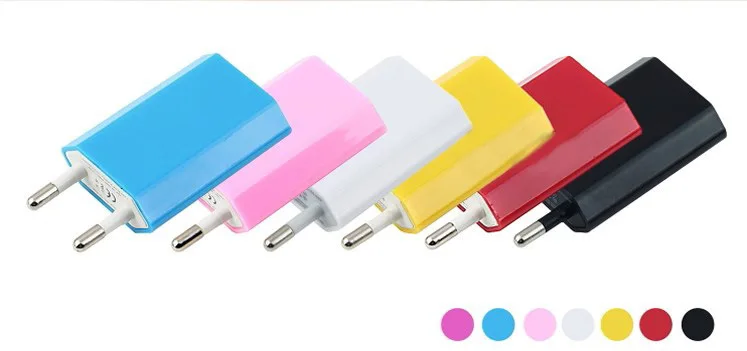 USB настенное зарядное устройство 5В 1А Универсальное зарядное устройство для мобильного телефона смартфон для путешествий зарядное устройство адаптер питания для iPhone 6 6S 5 5S SE 10 цветов