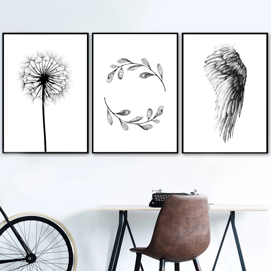 

Leaf Wing Dandelion Nordic Posters And Prints Wall Art Canvas Painting Wall Pictures For Living Room Scandinavian Home Decor