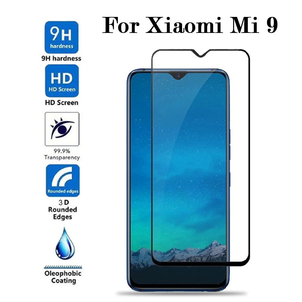 Защитное стекло на Ksiomi Xiomi Mi9 для Xiaomi Mi 9 Защита экрана Xaomi Xiaome полное покрытие