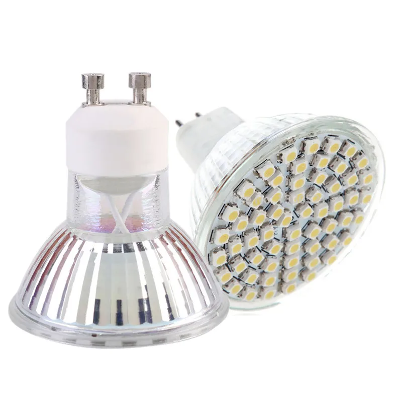5 шт./лот MR16 GU10 GU5.3 60 светодиодов SMD3528 12 В 220 7 Вт Светодиодная лампа Теплый/Холодный