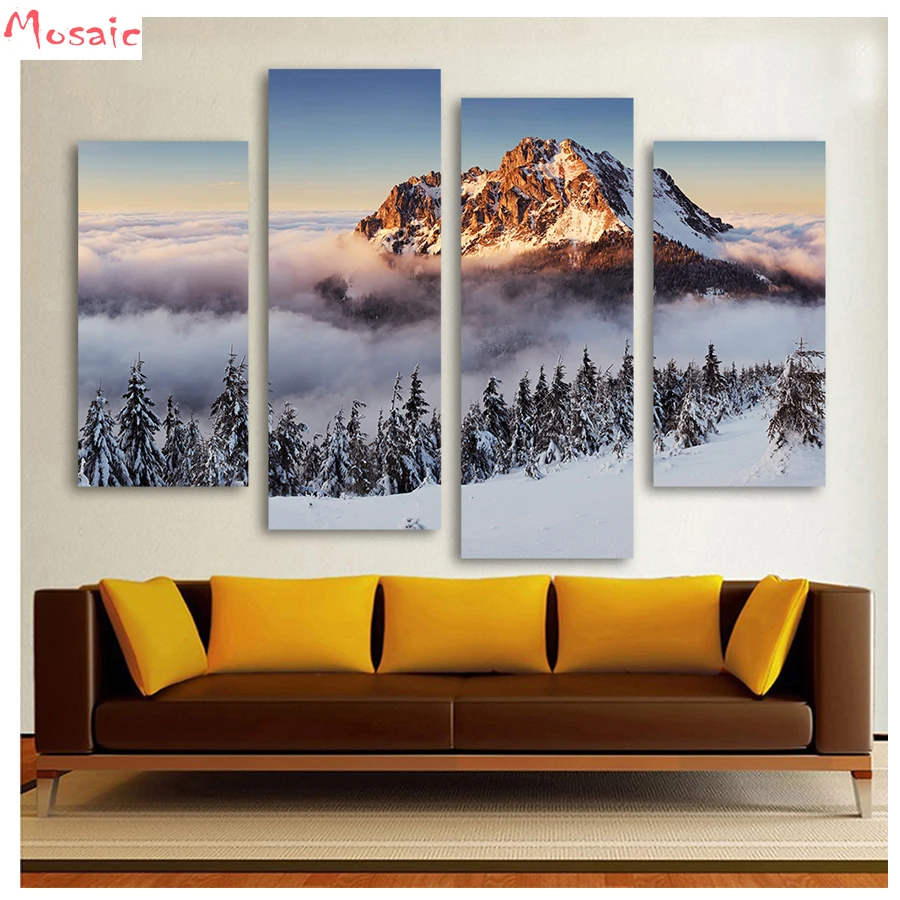 5d алмазная живопись своими руками, Словакия, горы, вышивка крестиком, полностью квадратные алмазы, 3d Алмазная вышивка, 5 шт., украшение для дома