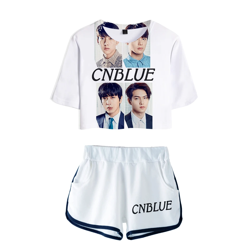 LUCKYFRIDAYF 2018 CNBlue Корейский Kpop 3D летние шорты и футболки женские комплекты хип-хоп