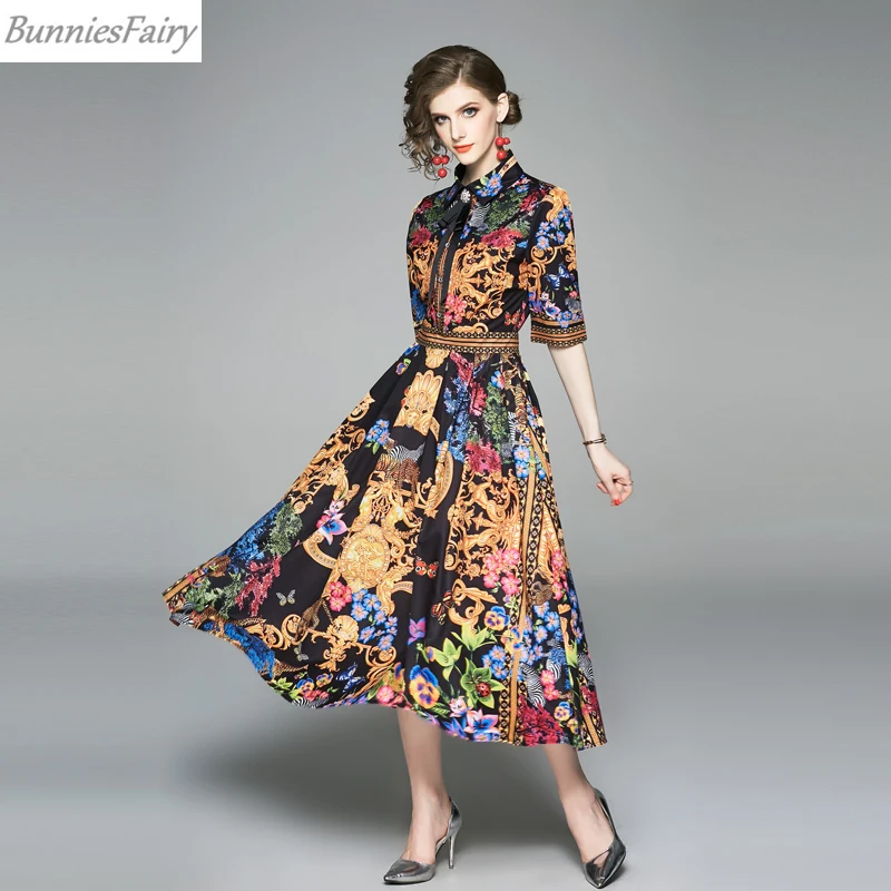 BunninesFairy 2019 новые летние для женщин Стильный Королевский Винтаж принт короткий