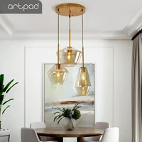 artpad single three heads nordic glass pendant lights living room dining room kitchen hanging lamp loft modern pendant light led