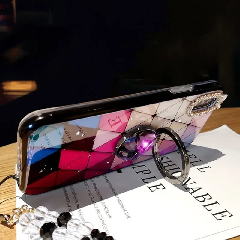 Чехол для iPhone 7 8 6 6s плюс Plus X XS MAX XR Блеск Алмазный с 360 градусов вращения подставка