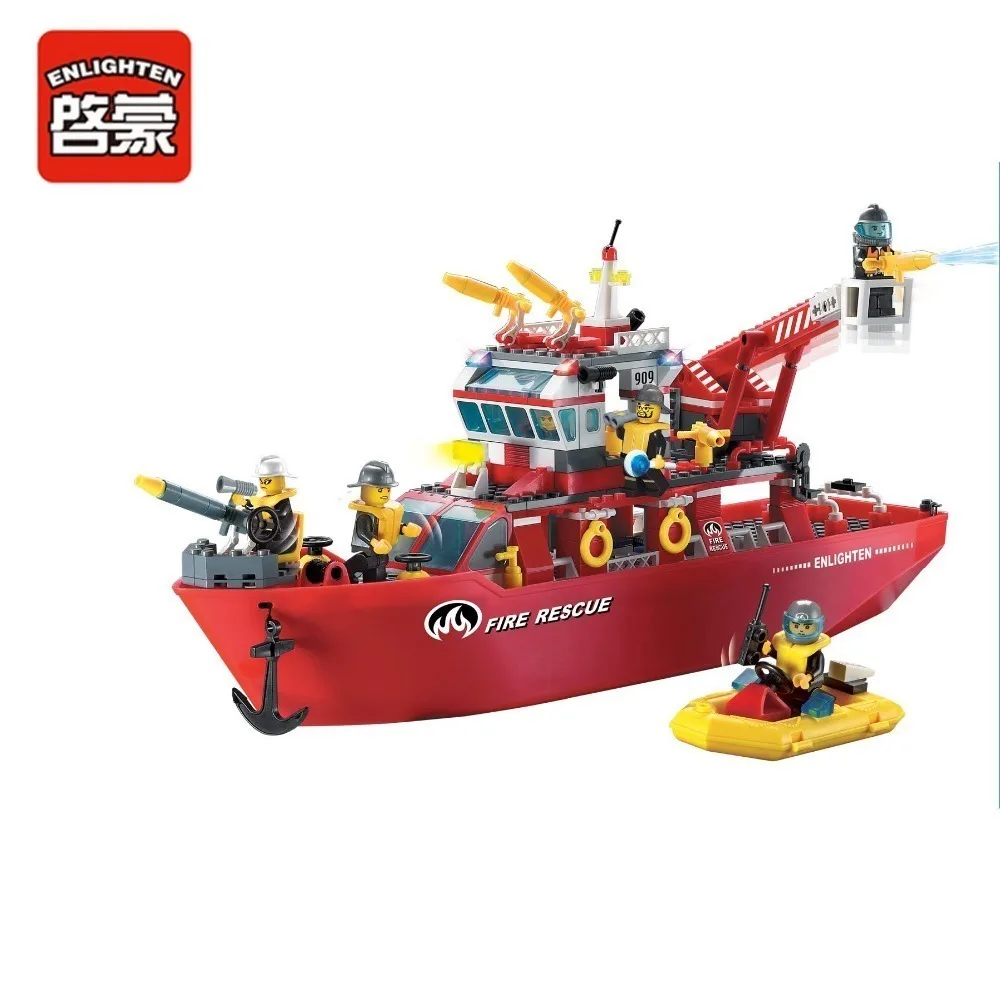 Просвещения Building Block Пожарная служба Multi-Функция огонь корабль 6 пожарные 359pcs-Without