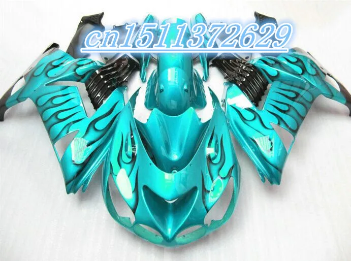 

Dor-Hot sale fairings for Kawasaki ninja blue flames black ZX14 2006-2011 fairing kit ZX14R 06-11 D injection