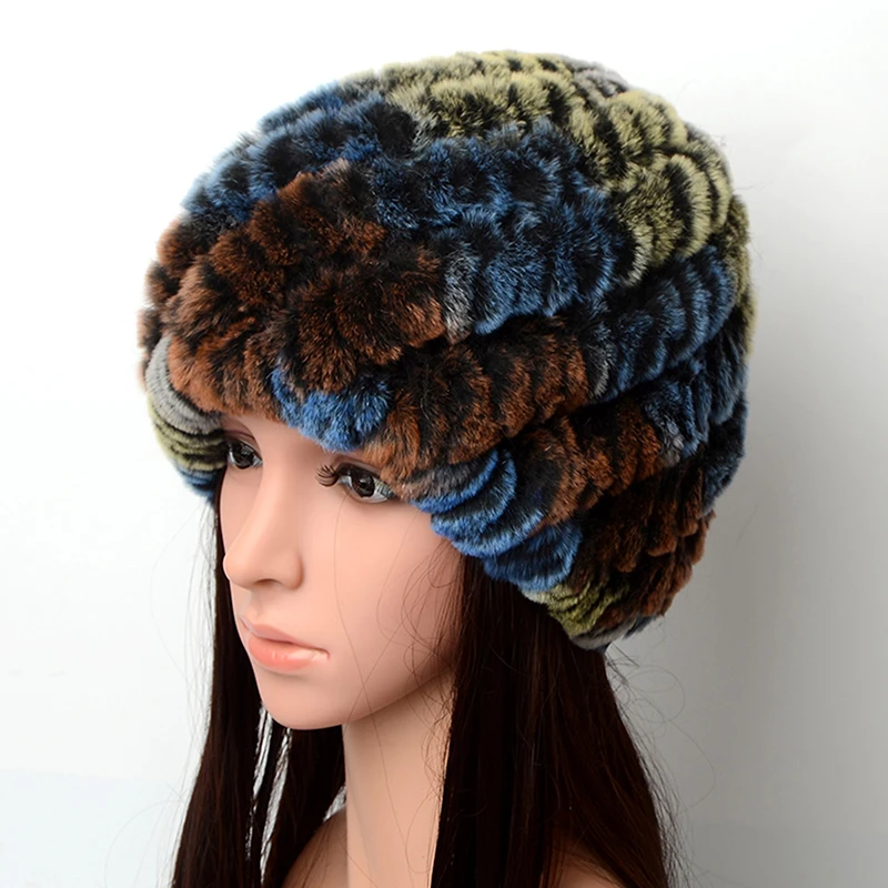 Модные натуральным лисьим мехом норки помпонами Skullies Шапки для Для мужчин женщин