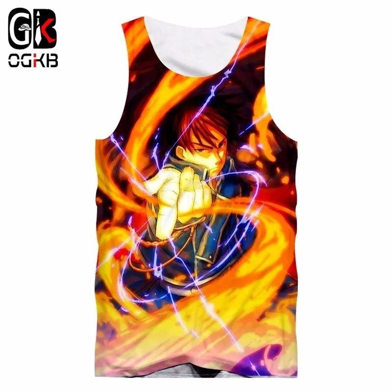 OGKB Мужская футболка без рукавов с круглым вырезом летняя мужская крутым принтом