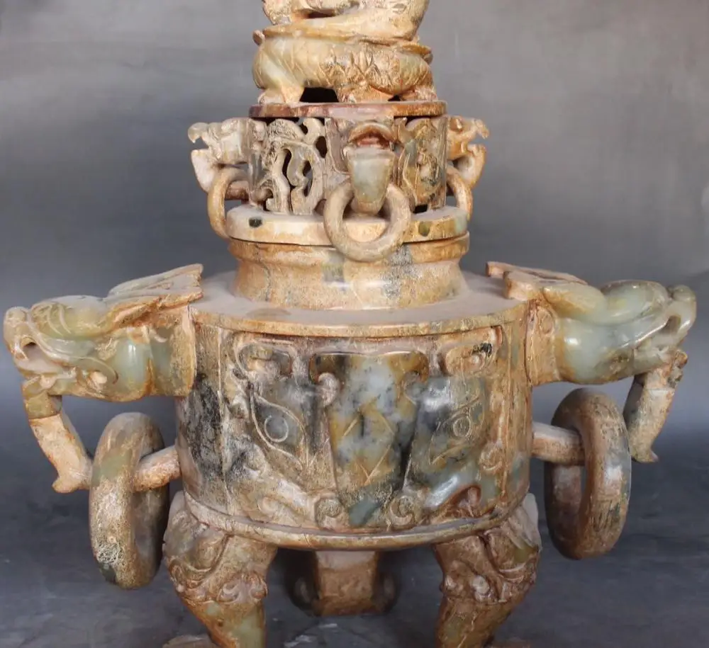 Бесплатная доставка 16 &quotКитайский Нефритовый дракон собака Фу Собака Лев ручка