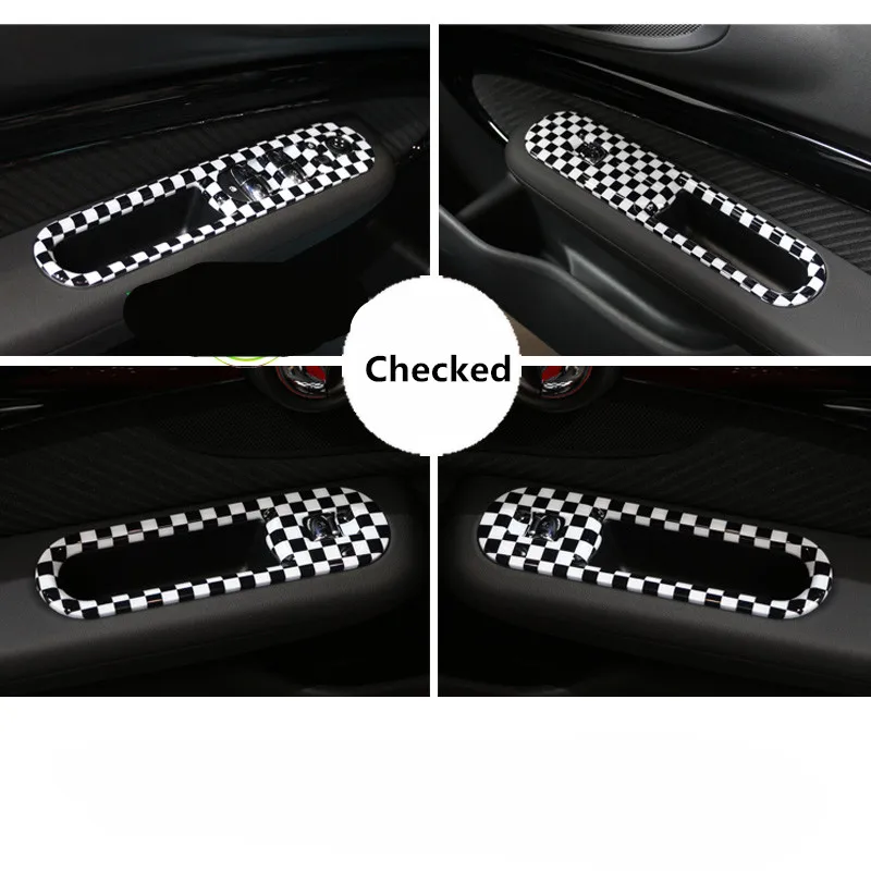 

Colorful Red Pink / Checked Window /Glasses Switch Decorated Frame For BMW Mini Clubman F54 2016 Z2EA844