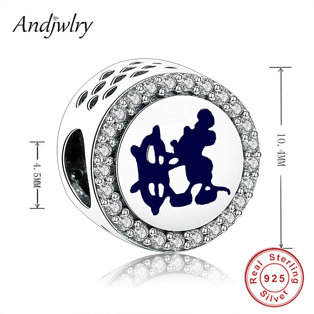 Ajw0769 Fit Pandora шармы 925 пробы серебро браслет бусины Микки, Минни шармы мультфильм бусины для изготовления ювелирных изделий Berloque - Цвет: Ajw0769