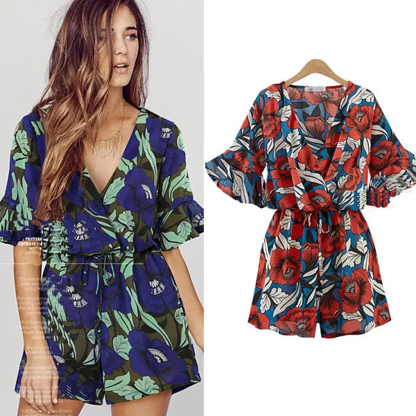 Летние комбинезоны размера плюс женские с v образным вырезом Модные шифоновые