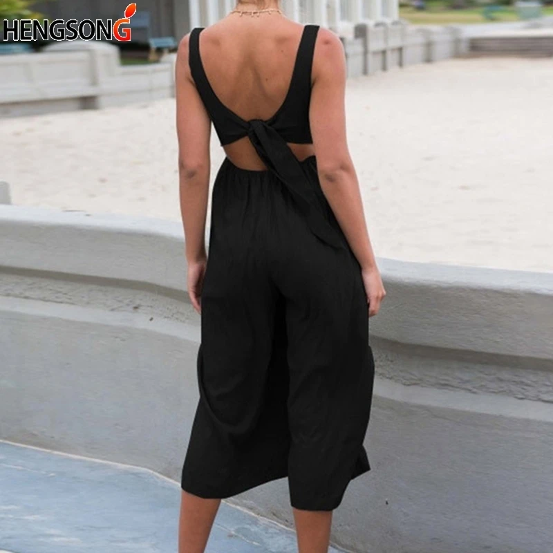 Для женщин Sexy v средства ухода за кожей Шеи Кнопка playsuit повседневное спинки