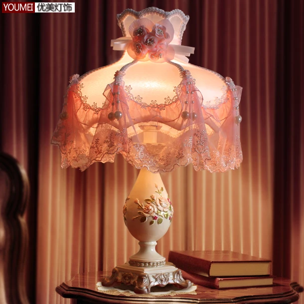Европейской роскоши принцесса кружева пастырской спальня тумбочка лампы
