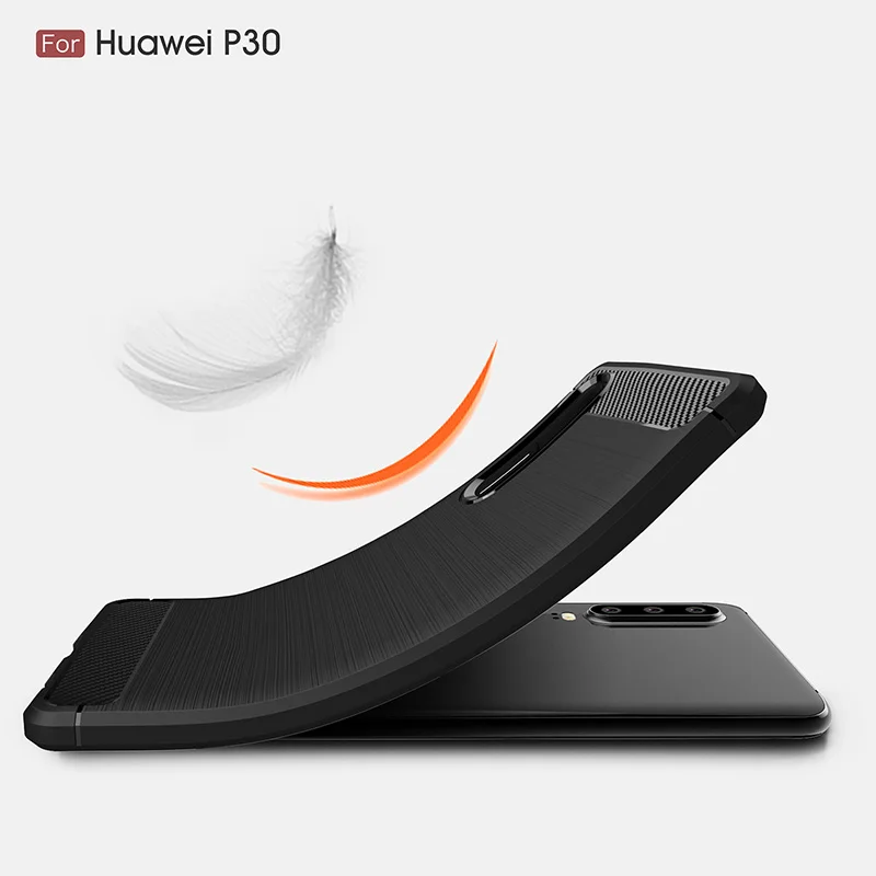 Thouport Silicone Case For Huawei P30 Pro Carbon Fiber Cover Cases ShockProof Fitted Soft TPU |